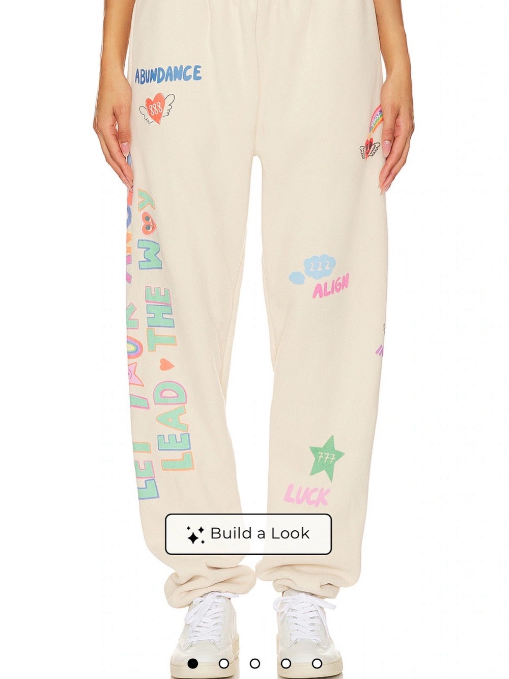 NWT The Mayfair Group Angels All Around You Sweatpants in Cream